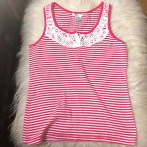 Pink and lace wide strap tank top